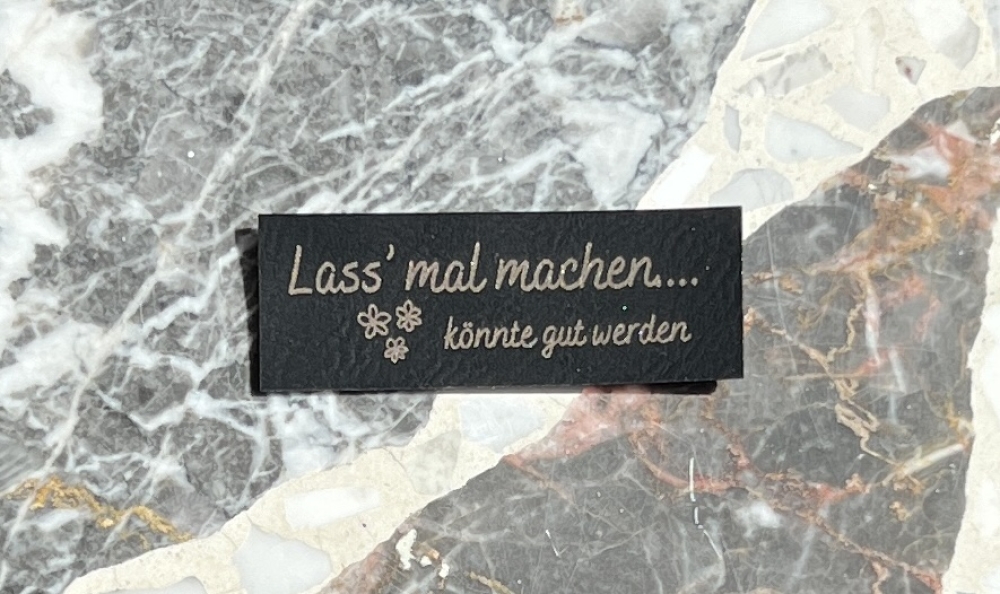 Kunstlederlabel Schwarz - Gold Lass mal machen